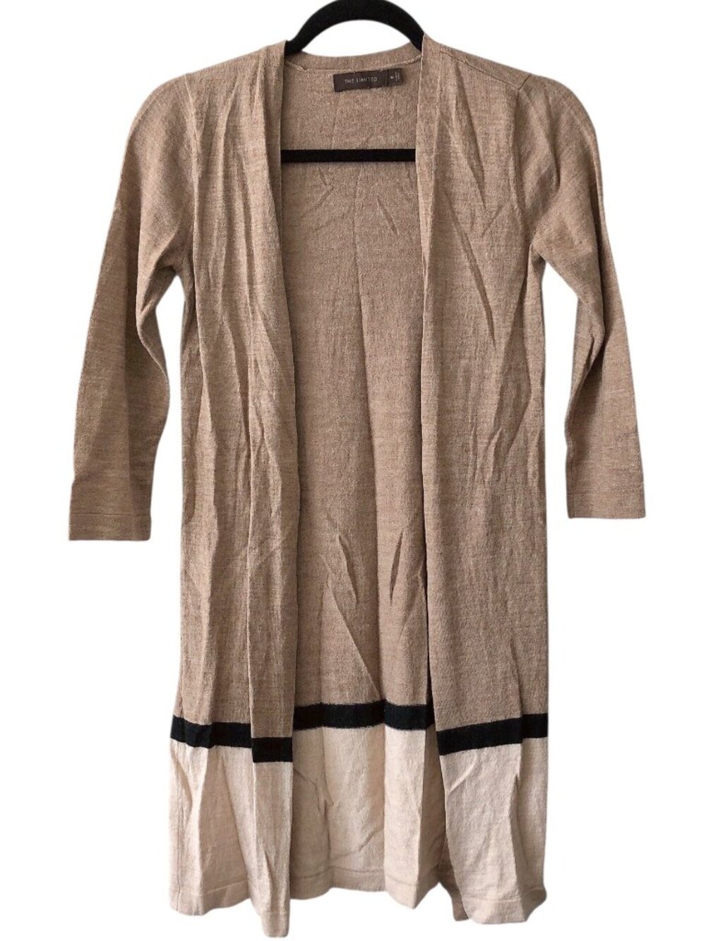The Limited Tan Black Cream Colorblock Open-Front Cardigan M